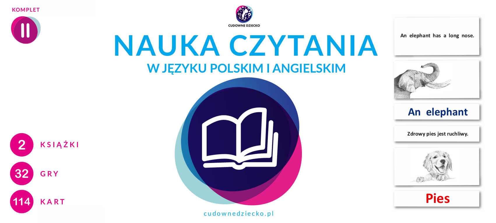 Zestaw 2 Do Nauki Czytania Okładka Po polsku i angielsku książeczki globalnego dla małych dzieci metodą Domana Cudowne Dziecko 